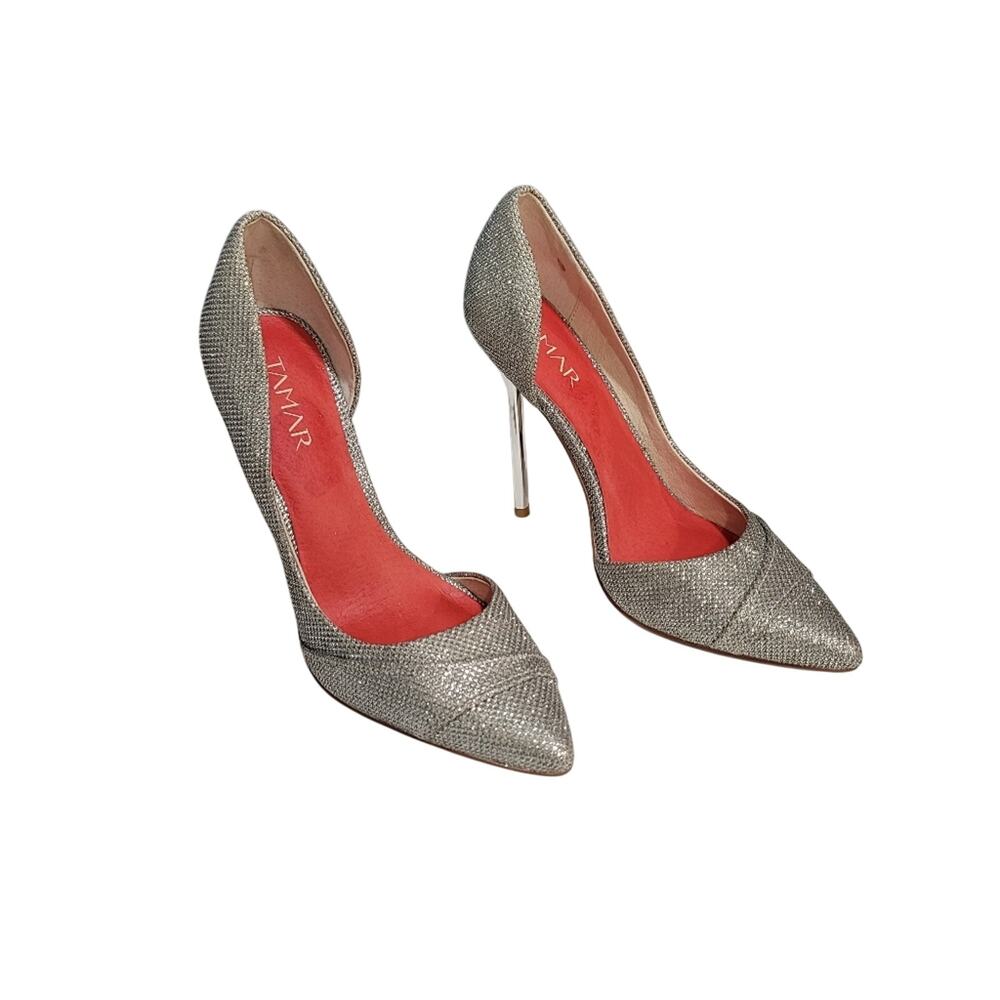 Tamar Silver Sparkle Heels Size 6 1/2